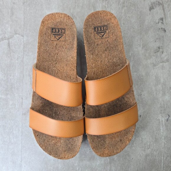Reef Vista Hi Platform Sandals Brown Open Toe Arch Support Chunky Slides Size 10 - Picture 2 of 11